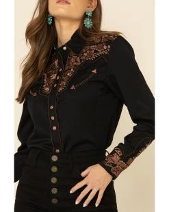 Scully Women's Floral Embroidered Western Shirt -Women - Western Cowboy 658137 89 P3