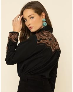 Scully Women's Floral Embroidered Western Shirt -Women - Western Cowboy 658137 89 P4